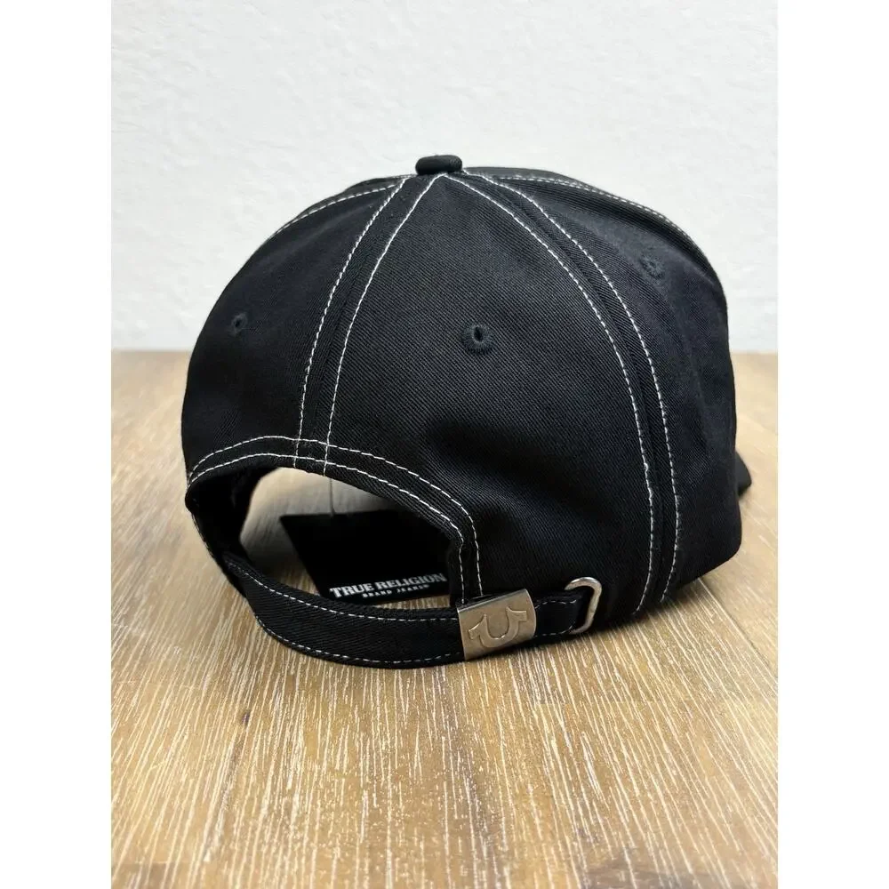 True Religion Buddha Trucker Hat Black Snapback Cap Mens One Size NWT Original